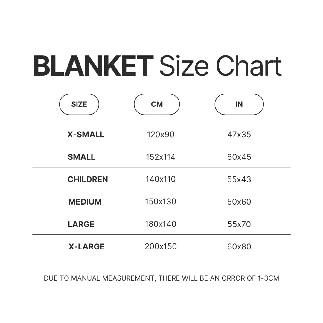 Blanket Size Chart - Heaven Officials Blessing Merch