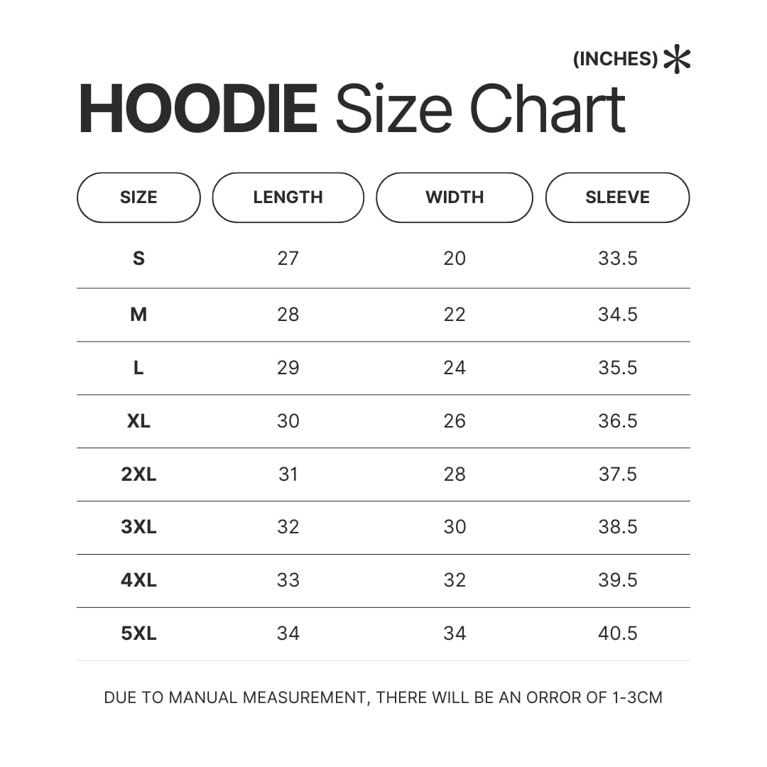 Hoodie Size Chart - Heaven Officials Blessing Merch