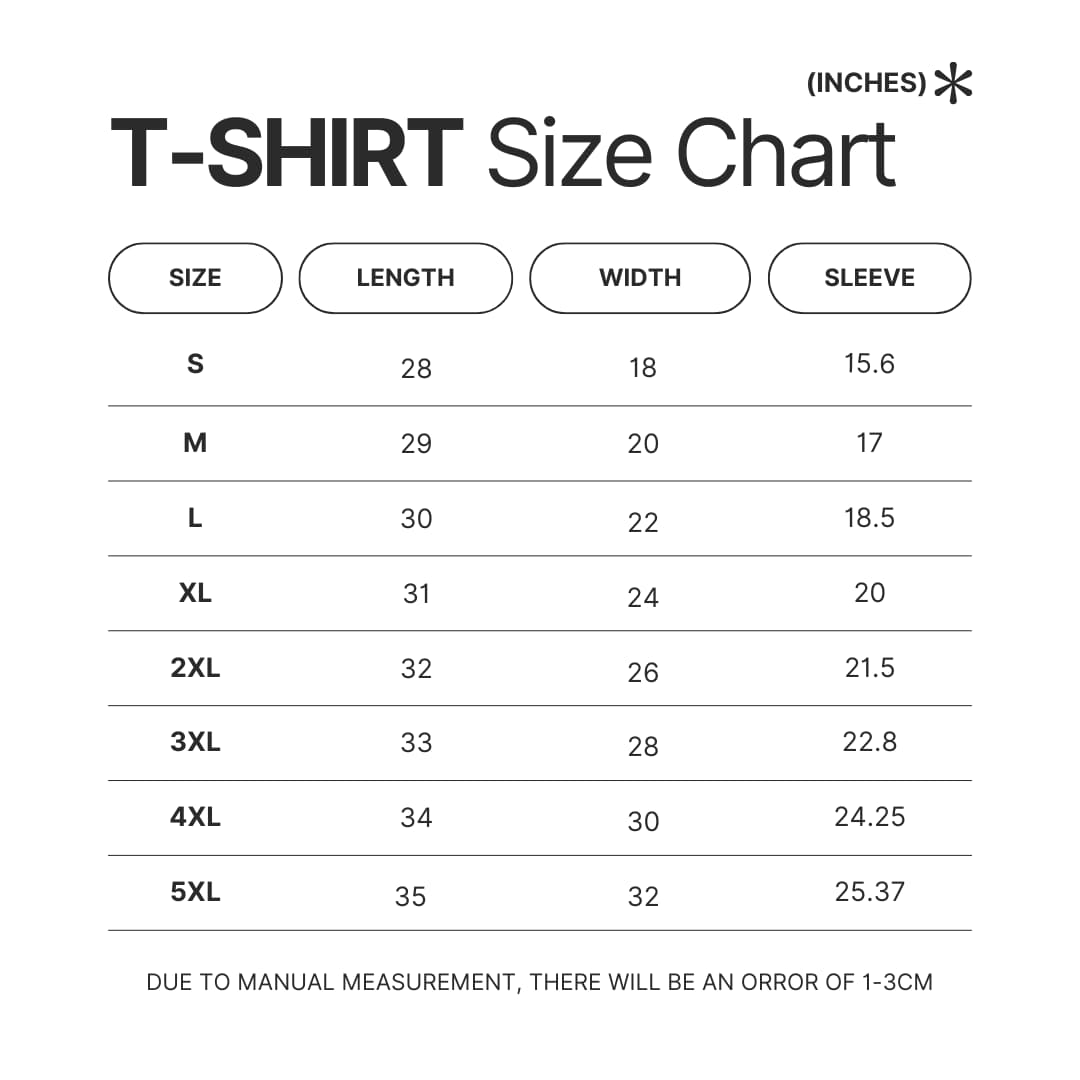 T shirt Size Chart - Heaven Officials Blessing Merch