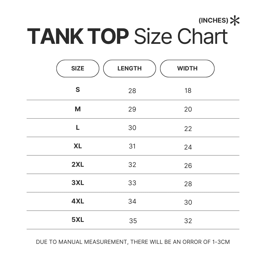 Tank Top Size Chart - Heaven Officials Blessing Merch