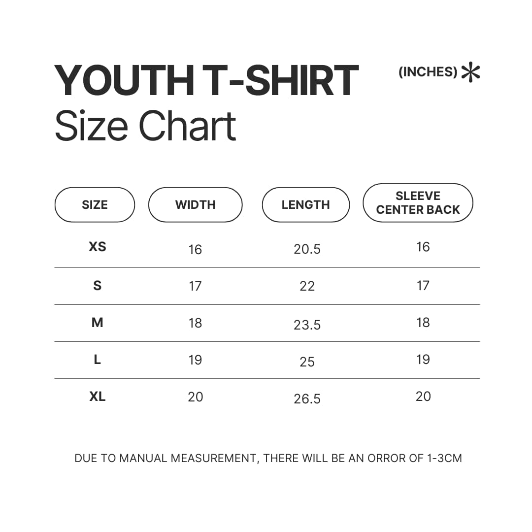 Youth T shirt Size Chart - Heaven Officials Blessing Merch